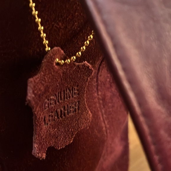 Lord and Taylor Wine Colored Suede Bag with Leather Strap - Picture 3 of 6